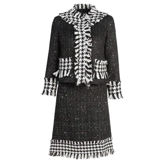Houndstooth Fringe Skirt Jacket Set The Cathalyn - Picture 2 of 9
